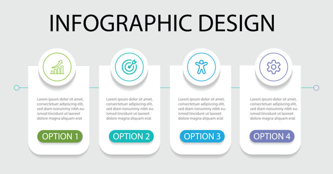 Business Infographic design template Vector with icons and 4 options or steps.  Can be used for info graphics, flow charts, presentations, web sites, banners, printed materials. 