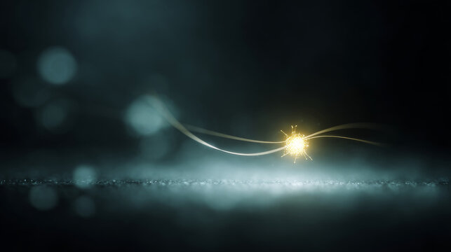 Glowing spark with light trails