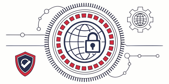 Global internet security with padlock and world map verified protection shield and network connections digital data integrity concept data management secure network digital safety risk managemen