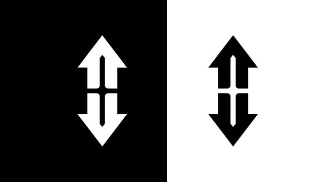 Symmetrical up down arrow icon representing sort exchange toggle or scroll function with up down user interface black white exchange vertical direction navigation interface selection movement