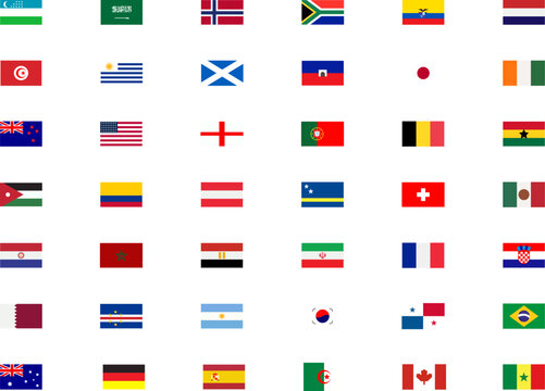 World flags collection with different countries national flag symbols isolated on white background clean vector illustration design