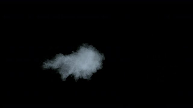 Super Slow Motion Shot of Blowing White Powder Cloud Isolated on Black Background at 1000fps.