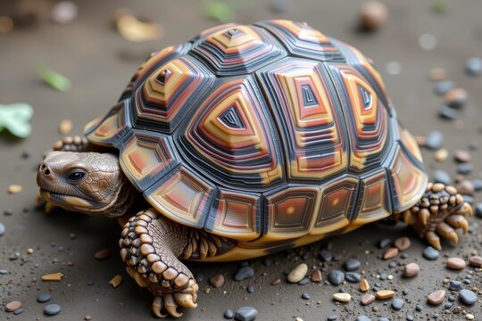 A tortoise whose shell is a fully functioning, miniature ancient Roman coliseum.