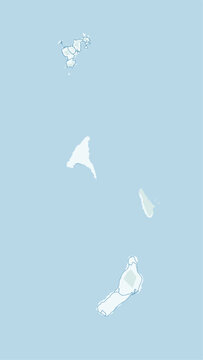 Modern minimalist  vector map of Comoros Islands. High-quality scalable illustration of Grande Comore, Moheli, and Anjouan coastline for travel posters and infographics.