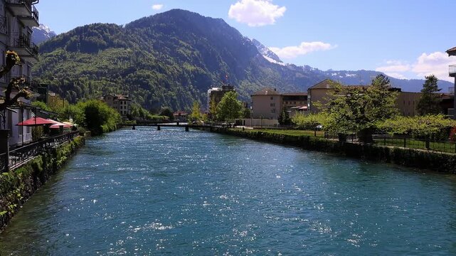 the historic swiss city of interlaken 4k video