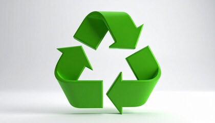 Obraz premium Green 3D Recycling Symbol Icon for Environmental Sustainability