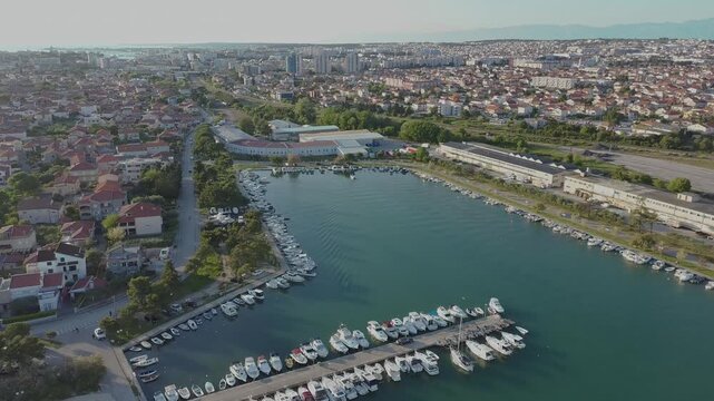 Aerial View of Zadar Marina and Coastal Cityscape, Dalmatia, Croatia