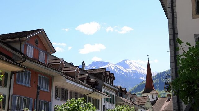 the historic swiss city of interlaken 4k video