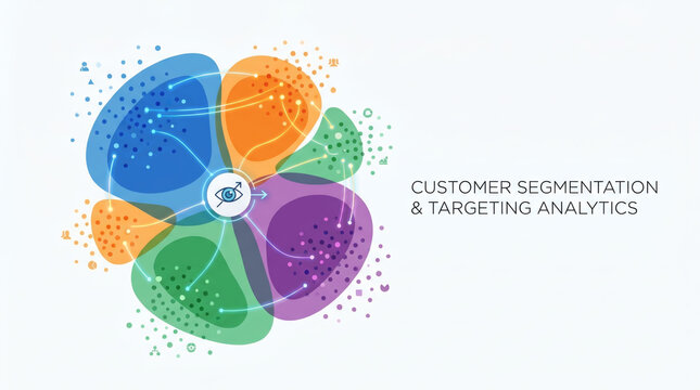 Customer segmentation and targeting analytics data visualization for marketing strategy audience profiling business growth consumer behavior analysis and digital market research infographic.