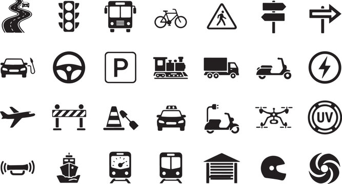 Urban Transportation Silhouette Icons

Vehicle and Logistics Symbol Set