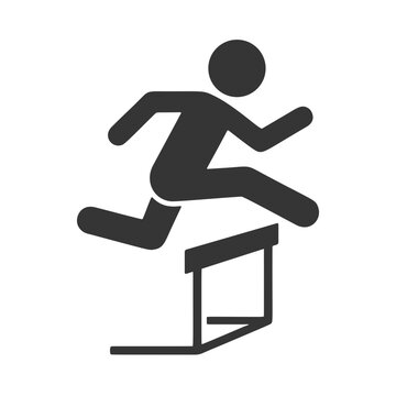 ハードルを飛び越える人物のシルエットアイコン