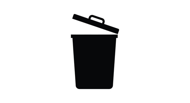 Trash can with open lid black silhouette