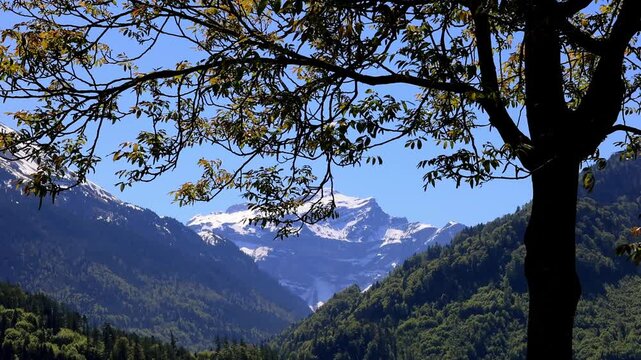 the swiss jungfrau mountain from far 4k video