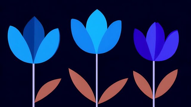 Colorful illustration of three flowers.