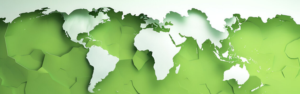 Green 3D world map with modern gradient effect