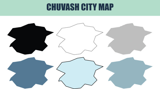 Chuvash City Map six style fill stock fill stock and line art representations for global navigation and planning