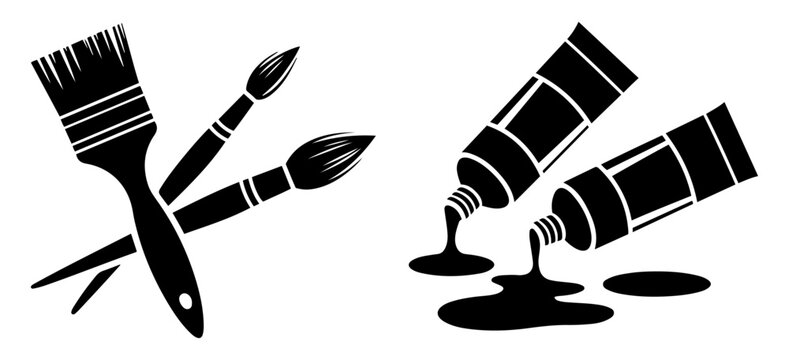 painting art tools icon set