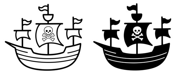 pirate ship nautical icon vector © graphixecho