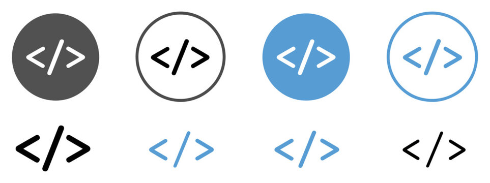 code bracket programming icon vector set