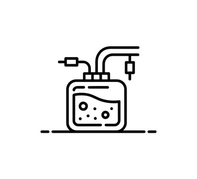 A minimalist vector illustration of a laboratory flask with tubes and electrodes