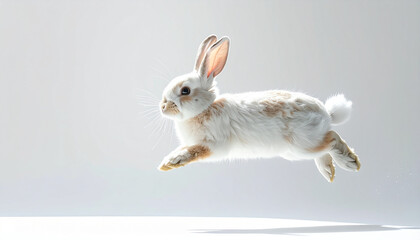 Jumping rabbit against white background © Sugeh Rejeki
