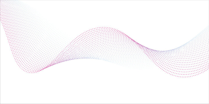 Dotted wave lines background isolated, dots twisted curve lines, undulate wave, wavy lines - vector