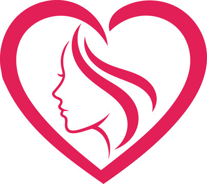 Love and beauty silhouette woman with a heart shape icon design