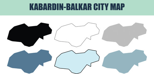Kabardin-Balkar city map in six style fill stock fill stock and line art variations for geographic data visualization © Rabeya