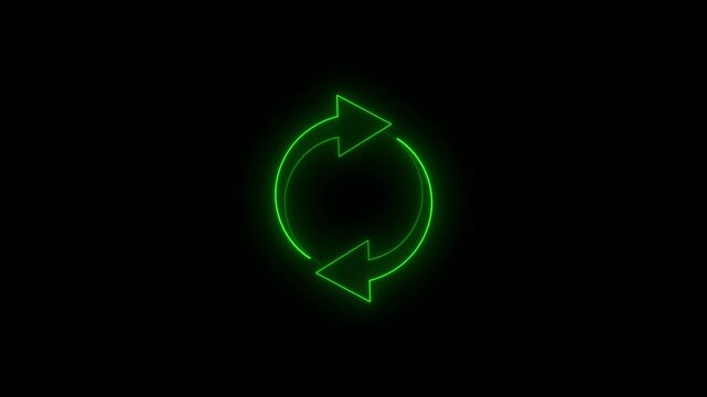 Glowing neon line Refresh icon arrows turning around