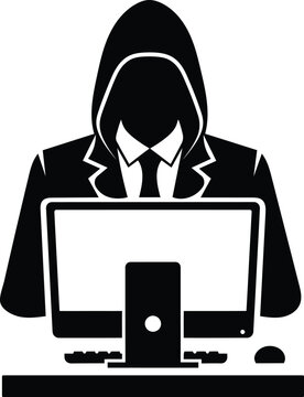 Anonymous hacker silhouette icon design digital shadow in the cyber world
