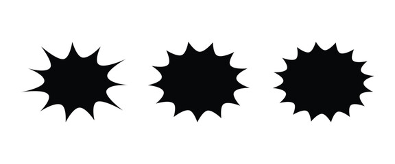 Comic burst explosion shapes set. Abstract starburst splash elements. Cartoon impact burst badges. Pop art comic speech background shapes. © Orvix