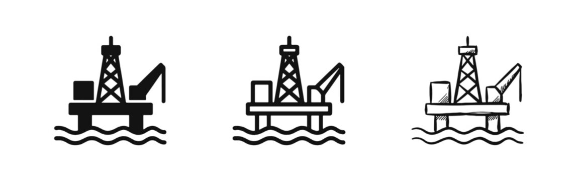 Offshore Oil Rig Platform Industrial Energy Icon