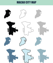 Macau city map in six style fill stock fill stock and line art variations for graphic design © Rabeya