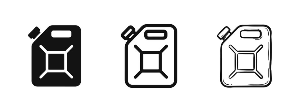 Fuel canister icon set, gasoline, oil, petrol, energy, container, gas station, Jerry can, vector illustration