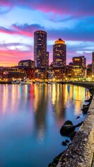 Fototapeta premium Boston Skyline Sunset.