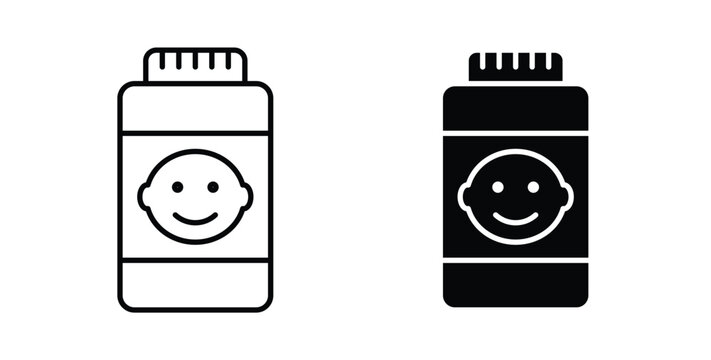 Baby powder icon simple illustration set. Black and white icons