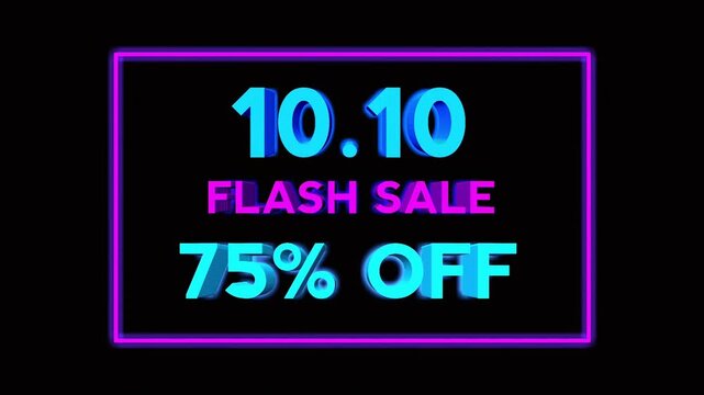 Neon 10.10 flash sale banner, 75 percent off discount promotion