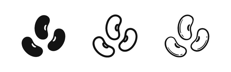 Obraz premium Kidney Beans Legumes Healthy Food Icon Set