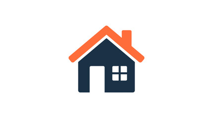 Fototapeta premium A simple illustration of a house with an orange roof and chimney