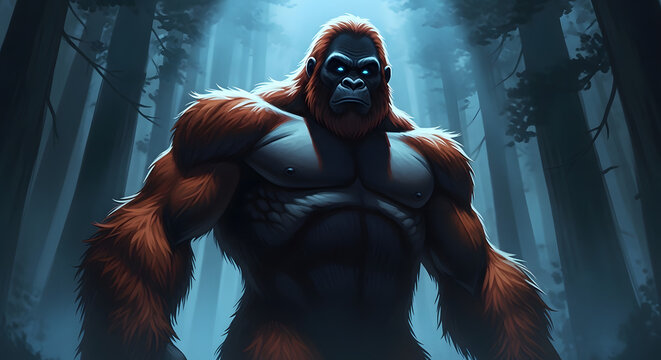 Majestic gorilla portrait a powerful and intimidating primate in shadow