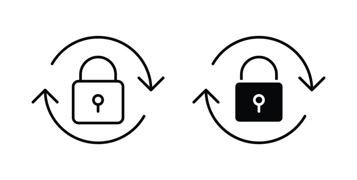 Change Password icon simple illustration set. Black and white icons