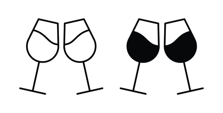 Cheers icon simple illustration set. Black and white icons