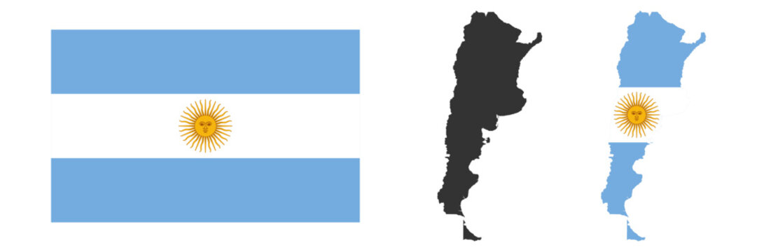 Argentina flag and map vector illustration