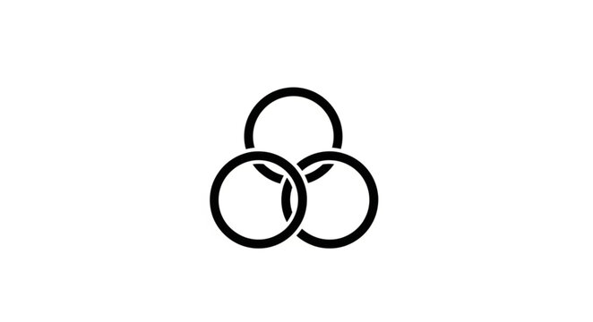 Borromean Rings Intertwined Circles Symbol Black White.