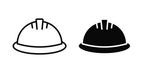 Fototapeta premium Construction safety helmet icon simple illustration set. Black and white icons
