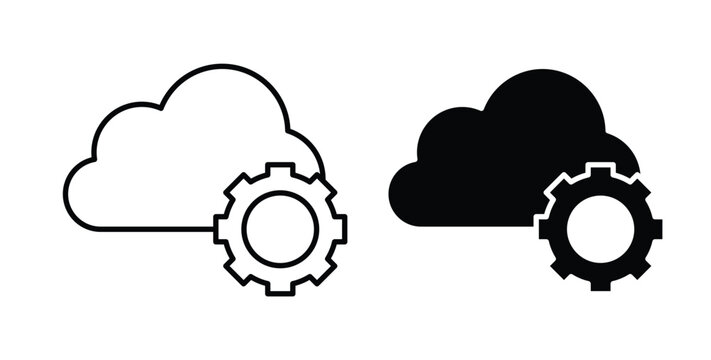 Devops icon simple illustration set. Black and white icons