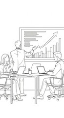 Obraz premium Business team collaboration meeting with growth charts and presentation