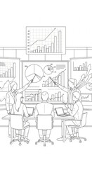 Obraz premium Business team meeting with charts and graphs in office conference room setting