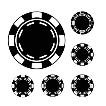 Poker Chips Collection Isolated on White Background