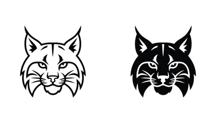 Fototapeta premium Lynx head mascot design in black and white vector illustration for rugged outdoor and sports branding